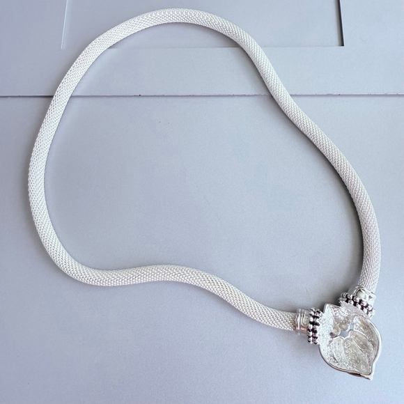 Joseph Esposito Fluted Puffy Heart 6mm Mesh Somerset Sterling Silver Necklace - Picture 8 of 11